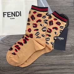 100% Authentic Fendi Socks- Perfect As Gifts Or Stocking Stuffers For The Holidays! Comes With Original Tag And Dust Bag. Fendi Socks, Scarf Design, Scarfs, Stocking Stuffers, Dust Bag, Fendi, Stockings, Socks, Holidays