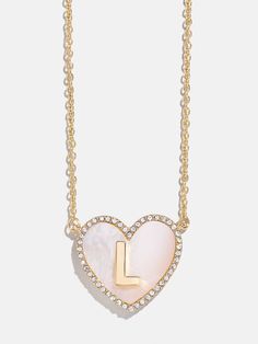 variant:L Initial Heart Necklace, Heart On Your Sleeve, Initial Pendant Necklace, Necklace Heart, Initial Pendant, Heart On, Gold Pendant Necklace, Heart Charm, Heart Necklace