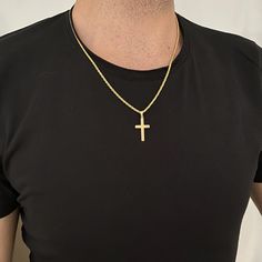 Celebrate the spirit of the season with our Gold Cross Necklace, beautifully crafted with a 14K Gold Filled Cross Pendant. This timeless piece of religious jewelry makes the perfect Christmas gift for him, symbolizing faith and devotion while adding a touch of elegance to any outfit. Designed for daily wear or special occasions, this necklace is a meaningful holiday gift that he will cherish for years to come. The high-quality craftsmanship ensures durability, making it a lasting piece in his je Cross Necklace Men, Christmas Gift For Him, Sterling Silver Cross Necklace, 18k Gold Chain, Mens Holiday, Sterling Silver Cross Pendant, Necklace Men, Gold Cross Necklace, Mens Pendant