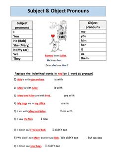 the subject and object words in this worksheet are very similar to each other