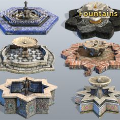 Low Poly Fountains Pack The Low, Low Poly