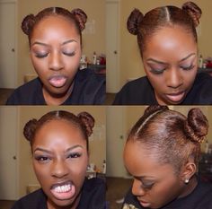 I can see myself rocking this hairstyle | natural | pigtails | mini bun | hair Two Mini Buns Hairstyle, Mini Buns Hairstyles, Natural Pigtails, Buns Natural Hair, Buns Hairstyles, Pigtail Buns, Mini Bun, Work Hair, Styled Hair