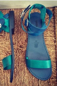 Custom Sandal, Blue Leather Sandals, Handmade Leather Sandals, Handmade Sandals