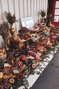 a long table filled with lots of food