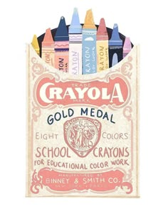 crayola gold medal school crayons are in a paper bag with the words,