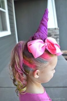 A unique unicorn look for Wacky Hair Day. Easy Wacky Hair Day Ideas, Wacky Hair Day Ideas, Wacky Hair Day, Hairstyles Kids, Going Out Hairstyles