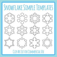 the snowflake simple templates for commercial use are shown in blue and white