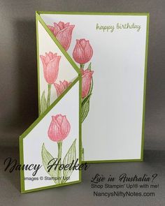 a birthday card with pink flowers on it