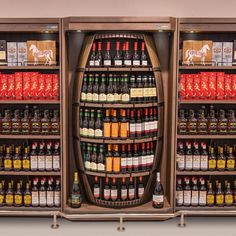 a large display case filled with lots of bottles