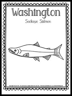 the washington sockeye salmon is shown in this coloring page