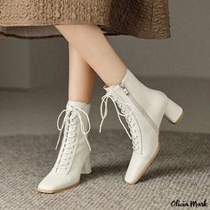 Olivia Mark - Elegant Knee-High Boots White Ankle Boots, Boots Flat, Ankle Boots Flat, Leather Slippers, Athletic Socks, Stylish Shoes, White Sneakers, Olivia Mark, High Boots