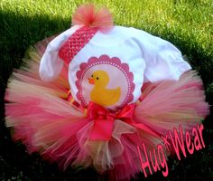 Custom Pink Ducky Birthday Tutu Rubber Duck 12m 18m 24m by HugWear Rubber Ducky Birthday, Baby Basket, Birthday Tutu Outfit, Birthday Tutu, Rubber Ducky