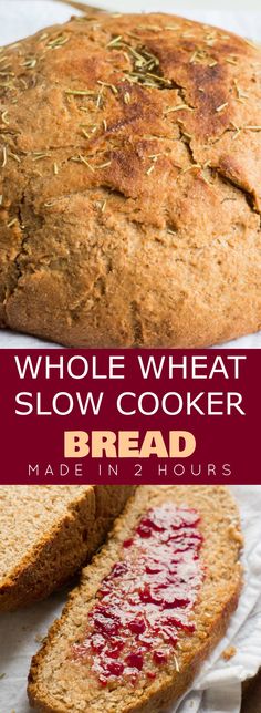 whole wheat slow cooker bread with cranberry sauce on top and in the middle