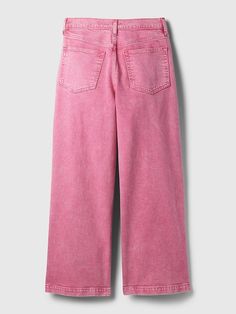 High Rise Stride Wide-Leg Ankle Jeans Pink Wide Leg Denim Jeans, Pink Relaxed Fit Wide Leg Jeans, Pink Wide-leg Jeans With Side Pockets, Pink Jeans Outfit, Pink Mid-rise Cotton Jeans, Teaching Fits, Finding Style, Uni Outfit, Slay Fits