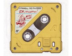 an old yellow cassette tape recorder with the words zx collection on it's side