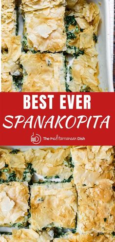 the best ever spinach casserole recipe in a white dish