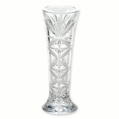 a clear glass vase on a white background