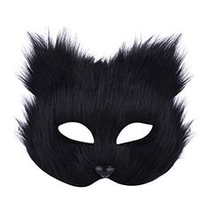 a black cat mask with long hair