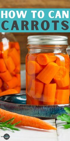 jars filled with carrots sitting on top of a table