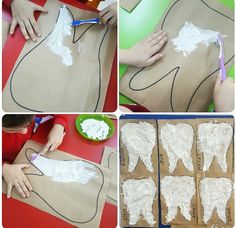 the process for making paper angel wings is shown