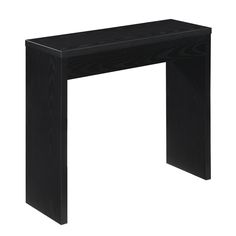 a black wooden table on a white background