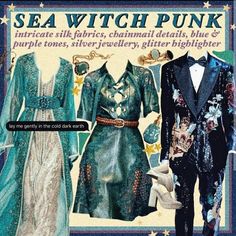 Sea Witch Clothes, Sea Witch Aesthetic Fashion, Purple Witch Aesthetic Outfit, Sea Punk Aesthetic, Sea Witch Outfit, Sea Witch Aesthetic Outfit, Witch Aesthetic Outfit, Sea Punk, Witchy Outfits