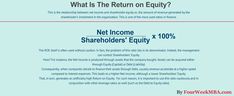 an info sheet with the words net income and shareholder's equity on it