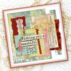 a close up of a card with words on it and pearls around the edges that says, wishing you a beautiful day