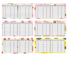 the printable daily planner is shown in four different colors and sizes, including one for each