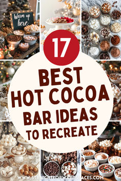 stunning hot cocoa bar setups with customizable options to recreate for any occasion or holiday. Hot Cocoa Bar Event, Office Hot Cocoa Bar, Chic Hot Cocoa Bar, Hot Cocoa Mobile Bar, What To Put In Hot Chocolate, Rustic Hot Chocolate Bar Ideas, Toppings For Hot Chocolate, Hot Cocoa Bar Accessories, Crock Pot Hot Chocolate Bar