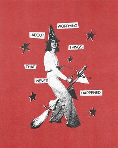 a woman in a witches hat is walking with brooms and stars on her head