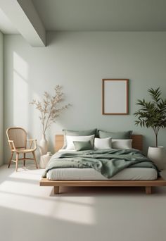 Sage Green Farmhouse Bedroom Cream And Green Bedroom, Sage Green Farmhouse Bedroom, Green Bedroom Inspirations, Green Farmhouse Bedroom, Sage Green And Grey Bedroom, Sage Green Farmhouse, Sage Room, Nyc Bedroom, Earth Tone Palette