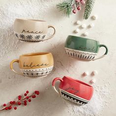 16oz Joy Stoneware Mug - 2 Pieces Per Package Mug Cozy, Hot Soup, December 22, Christmas Gift Guide, Unique Coffee, Stoneware Mugs, Pretty Design, Creative Branding, Tea Mug