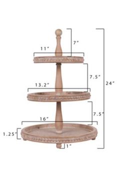 three tiered cake stand with measurements