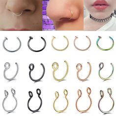 multiple pairs of nose rings with different colors