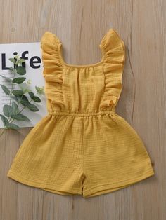 Kids Fashion Wear, Unique Baby Clothes, African Dresses For Kids, Rompers For Kids, Toddler Romper, Yellow Fashion, Toddler Girl Outfits