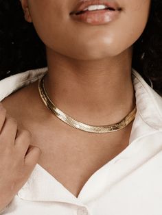 Materials 18k Gold Plated, Brass Length 15.5" and a 3" extender chain Chain Width Closure Lobster Clasp Chain Necklace Outfit, Necklace Outfit, Herringbone Chain, Herringbone Necklace, Trendy Fashion Jewelry, Snake Design, Bridesmaid Necklace, Beautiful Textures, Gold Plated Necklace