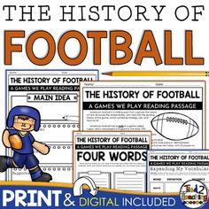 the history of football print and digital included for kids to learn how to read it