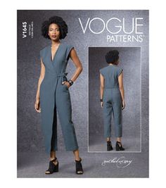 Design trendy jumpsuits using the Vogue Pattern V1645 Misses' Jumpsuit - Size L - XL Stitch semi - fitted jumpsuits that are close - fitting through bust and have mock wrap details with thus pattern Jumpsuits in this pattern have side slant pockets, half self - belt and squared - off armholes Pair these jumpsuits with stilettos and you're ready for a summer partyBrand: VogueSize: L - XLDesigner: Rachel Comey Jumpsuit Patterns, Pola Jumpsuit, Designer Overalls, Jumpsuit Sewing, Diy Fashion No Sew, Jumpsuit Pattern Sewing, Sew Your Own Clothes, Advanced Sewing, Wrap Jumpsuit