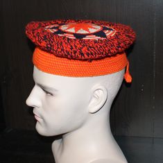 "Handmade - crochet- UNISEX - Cameroon Hat/Tam/Slouchy beret -Cameroon Authentic Ashetu Hat with furry crown - Cameroon national outfit Traditionally designed for men, but looks gorgeous on women as well. Skull fits . (22\" - 23\") Diam crown: 8.5\"" Slouchy Beret, Crown Black, Hat Beret, Alexandria Va, Slouchy Hat, Beautiful Hats, African Fabric, Hat Sizes, Head Wraps