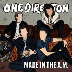 the band one direction is sitting on a couch with their arms around each other and text that reads made in the am