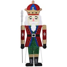 a christmas nutcracker ornament is shown with a cane in his hand