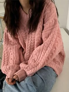 ⚡️Buy V Neck Pullover Cable Knit Sweater Pink ONE SIZE under $40.00 in Sweaters Online. Style: Casual, Street  Color: Pink, Off-White  Fabric Content: Acrylic  Fit Type: Regular  Neckline: V Neck  Sleeve Length: Long Sleeve. ✓2022 NEW YEAR SALE | $10 OFF OVER $75 CODE: NY1 I $25 OFF OVER $125 CODE: NY2 | $35 OFF OVER $215 CODE: NY3✓BUY 1 GET 1 40% OFF CODE: BUY1 | BUY 2 GET 1 60% OFF CODE: BUY2✓Free Shipping on all orders over $69 USD.. Check reviews and order V Neck Pullover Cable Knit Swe Pink Sweater Outfit, Knit Sweater Pink, Apricot Sweater, Pull Rose, Beige Pullover, Pink Knit Sweater, V Neck Pullover, Korean Casual Outfits, 90s Grunge