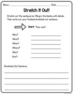 a printable worksheet with the words stretch it out and an arrow pointing up