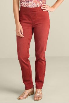 Ultimate Denim Pull-On Slim Leg Jeans Slim Leg Jeans, Soft Surroundings, Slim Leg, Tall Boots, Slim Legs, Things To Buy, Stretch Denim, Perfect Pair, Leg Jeans