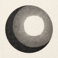 a black and white drawing of a circle with lines in the center on a beige background