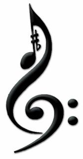 the treble clefs symbol is black and white