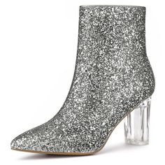 Shop Allegra K for pointed toe clear block heel glitter ankle boots you are looking for, get more women's chunky heel for yourelf. Order now! Free Returns! Glitter Ankle Boots, High Block Heels, Can't Help Falling In Love, Clear Block Heels, Chunky Heel Ankle Boots, Western Ankle Boots, Fashionable Snow Boots, Party Heels, Buckle Ankle Boots