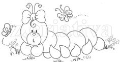 a drawing of a caterpillar with butterflies on it's head and legs