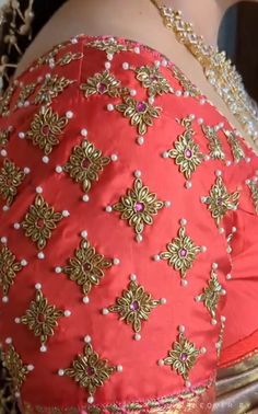 Unique Maggam Work Blouse Designs Latest, Simple Cutwork Maggam Work Blouses, Aari Work Butta Design Blouse, Butta Work On Blouse, Simple Bridal Aari Work Blouse Designs, Jardosi Maggam Work Blouse Designs, Blouse Designs Work Latest, Aari Butta Designs, Butta Design For Aari Work